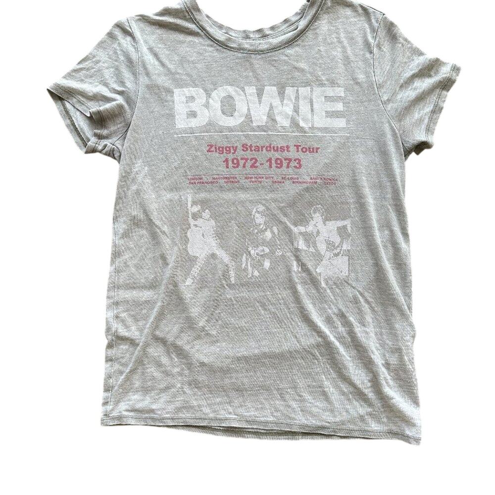 Lucky Brand David Bowie Grey Graphic Burnout Tee - Picture 1 of 3